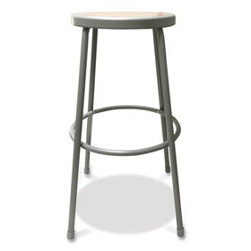 Alera ALEIS6630G Industrial Metal Shop Stool, Backless, Supports Up to 300 lb, 30" Seat Height, Brown Seat, Gray Base