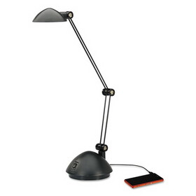 Alera ALELED912B Twin-Arm Task LED Lamp with USB Port, 11.88"w x 5.13"d x 18.5"h, Black