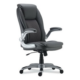 Alera ALELT4219 Alera Leithen Bonded Leather Midback Chair, Supports Up to 275 lb, Gray Seat/Back, Silver Base