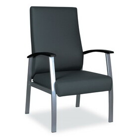 Alera ALEML2419 metaLounge Series High-Back Guest Chair, 24.6'' x 26.96'' x 42.91'', Black Seat/Black Back, Silver Base