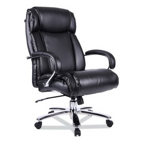 Alera ALEMS4419 Alera Maxxis Series Big/Tall Bonded Leather Chair, Supports 500 lb, 19.7" to 25" Seat Height, Black Seat/Back, Chrome Base