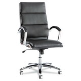Alera ALENR4119 Neratoli Series High-Back Swivel/tilt Chair, Black Soft Leather, Chrome Frame