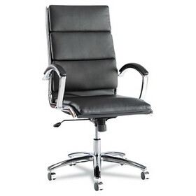 Alera ALENR4119 Neratoli Series High-Back Swivel/tilt Chair, Black Soft Leather, Chrome Frame