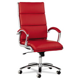 Alera ALENR4139 Neratoli Series High-Back Swivel/tilt Chair, Red Soft Leather, Chrome Frame