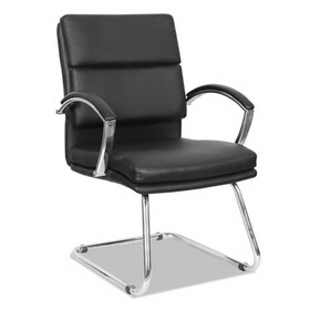 Alera ALENR4319 Alera Neratoli Slim Profile Stain-Resistant Faux Leather Guest Chair, 23.81" x 27.16" x 36.61", Black Seat/Back, Chrome Base