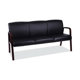 Alera ALERL2319M Reception Lounge WL 3-Seat Sofa, 65.75w x 26.13d x 33h, Black/Mahogany