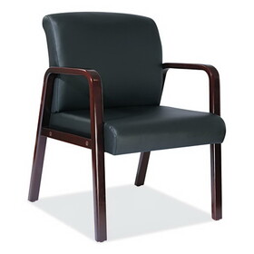 Alera ALERL4319M Reception Lounge Series Guest Chair, Mahogany/black Leather
