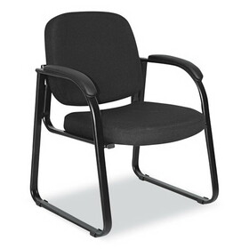 Alera ALERL43C11 Alera Genaro Series Fabric Half-Back Sled Base Guest Chair, 25" x 24.80" x 33.66", Black Seat, Black Back, Black Base