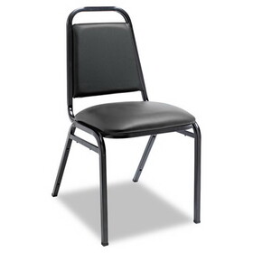 ALERA ALESC68VY10B Padded Steel Stacking Chair, Supports Up to 250 lb, 18.5" Seat Height, Black Seat, Black Back, Black Base, 4/Carton