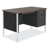 Alera ALESD4524BM Single Pedestal Steel Desk, Metal Desk, 45.25w x 24d x 29.5h, Mocha/Black