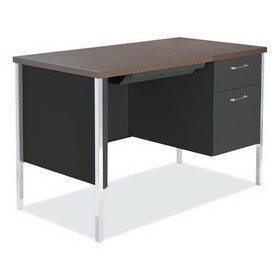 Alera ALESD4524BM Single Pedestal Steel Desk, 45.25" x 24" x 29.5", Mocha/Black, Chrome Legs