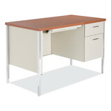 Alera ALESD4524PC Single Pedestal Steel Desk, Metal Desk, 45-1/4w X 24d X 29-1/2h, Cherry/putty