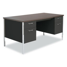 Alera ALESD6030BM Double Pedestal Steel Desk, Metal Desk, 60w x 30d x 29.5h, Mocha/Black