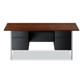 Alera ALESD7236BM Double Pedestal Steel Desk, Metal Desk, 72w x 36d x 29.5h, Mocha/Black