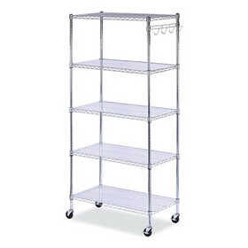 Alera SW653618SR 5-Shelf Wire Shelving Kit with Casters and Shelf Liners, 36w x 18d x 72h, Silver