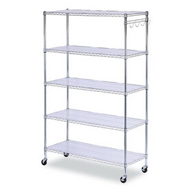 Alera SW654818SR 5-Shelf Wire Shelving Kit with Casters and Shelf Liners, 48w x 18d x 72h, Silver