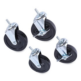 Alera ALESW690004 Optional Casters for Wire Shelving, Grip Ring Type K Stem, 4" Wheel, Black/Silver, 4/Set (2 Locking)