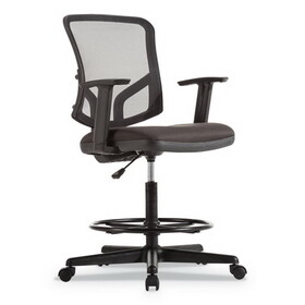 Alera ALETE4617 Alera Everyday Task Stool, Fabric Seat, Mesh Back, Supports Up to 275 lb, 20.9" to 29.6" Seat Height, Black