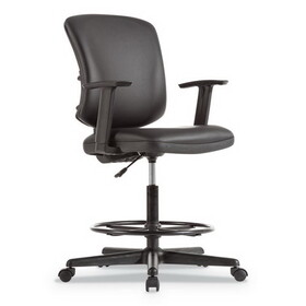 Alera ALETE4619 Alera Everyday Task Stool, Bonded Leather Seat/Back, Supports Up to 275 lb, 20.9" to 29.6" Seat Height, Black