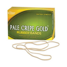 Alliance ALL21405 Pale Crepe Gold Rubber Bands, Size 117B, 0.06" Gauge, Golden Crepe, 1 lb Box, 300/Box
