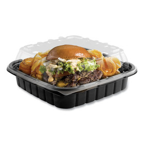 Anchor Packaging ANZ4118501 Crisp Foods Technologies Containers, 33 oz, 8.46 x 8.46 x 3.16, Clear/Black, 180/Carton