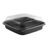 Anchor Packaging ANZ4118515 Culinary Squares 2-Piece Microwavable Container, 36 oz, 8.46 x 8.46 x 2.91, Clear/Black, 150/Carton