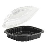 Anchor Packaging 4669111 Culinary Basics Microwavable Container, 46.5 oz, 10.5 x 9.5 x 2.5, Clear/Black, 100/Carton