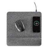 Allsop ASP32304 Powertrack Plush Wireless Charging Mouse Pad with Wrist Rest, 11.8 x 11.6, Gray