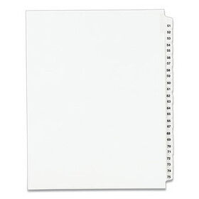 Avery AVE01332 Preprinted Legal Exhibit Side Tab Index Dividers, Avery Style, 25-Tab, 51 to 75, 11 x 8.5, White, 1 Set, (1332)
