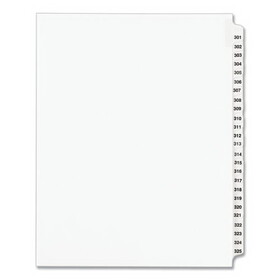 Avery AVE01342 Preprinted Legal Exhibit Side Tab Index Dividers, Avery Style, 25-Tab, 301 to 325, 11 x 8.5, White, 1 Set, (1342)