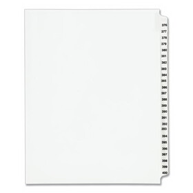 Avery AVE01345 Preprinted Legal Exhibit Side Tab Index Dividers, Avery Style, 25-Tab, 376 to 400, 11 x 8.5, White, 1 Set, (1345)