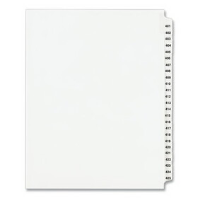 Avery AVE01346 Preprinted Legal Exhibit Side Tab Index Dividers, Avery Style, 25-Tab, 401 to 425, 11 x 8.5, White, 1 Set, (1346)
