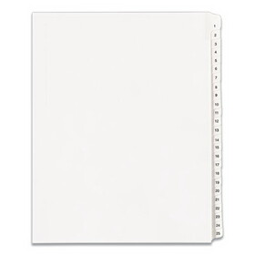Avery AVE01701 Preprinted Legal Exhibit Side Tab Index Dividers, Allstate Style, 25-Tab, 1 to 25, 11 x 8.5, White, 1 Set, (1701)