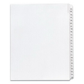 Avery AVE01705 Preprinted Legal Exhibit Side Tab Index Dividers, Allstate Style, 25-Tab, 101 to 125, 11 x 8.5, White, 1 Set, (1705)