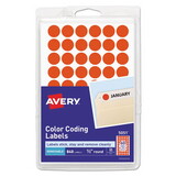 Avery AVE05051 Handwrite Only Self-Adhesive Removable Round Color-Coding Labels, 0.5