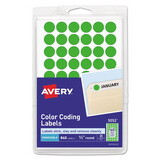 Avery AVE05052 Handwrite Only Self-Adhesive Removable Round Color-Coding Labels, 0.5
