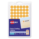 Avery AVE05062 Handwrite Only Self-Adhesive Removable Round Color-Coding Labels, 0.5