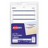 Avery AVE05200 Print Or Write File Folder Labels, 11/16 X 3 7/16, White/dark Blue Bar, 252/pack