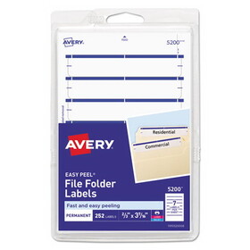 Avery AVE05200 Printable 4" x 6" - Permanent File Folder Labels, 0.69 x 3.44, White, 7/Sheet, 36 Sheets/Pack, (5200)