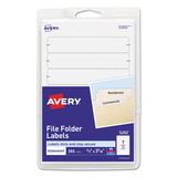 AVERY-DENNISON AVE05202 Print Or Write File Folder Labels, 11/16 X 3 7/16, White, 252/pack