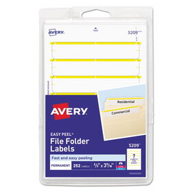 Avery AVE05209 Printable 4" x 6" - Permanent File Folder Labels, 0.69 x 3.44, White, 7/Sheet, 36 Sheets/Pack, (5209)