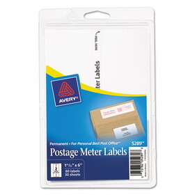 Avery AVE05289 Postage Meter Labels for Personal Post Office, 1.78 x 6, White, 2/Sheet, 30 Sheets/Pack, (5289)