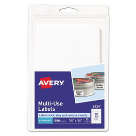 AVERY-DENNISON AVE05424 Removable Multi-Use Labels, Handwrite Only, 5/8 X 7/8, White, 1050/pack