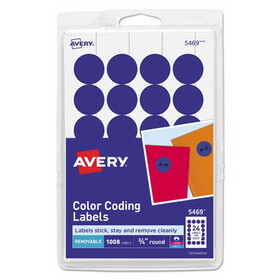 Avery AVE05469 Printable Self-Adhesive Removable Color-Coding Labels, 0.75" dia, Dark Blue, 24/Sheet, 42 Sheets/Pack, (5469)