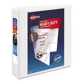 Avery AVE05504 Heavy-Duty Non Stick View Binder with DuraHinge and Slant Rings, 3 Rings, 2" Capacity, 11 x 8.5, White, (5504)