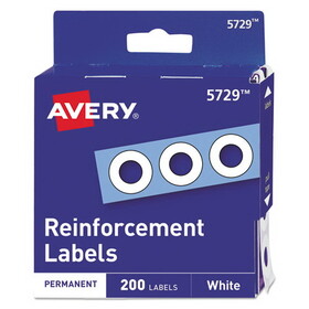 Avery AVE05729 Dispenser Pack Hole Reinforcements, 0.25" Dia, White, 200/Pack, (5729)