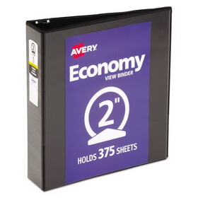 Avery AVE05730 Economy View Binder with Round Rings , 3 Rings, 2" Capacity, 11 x 8.5, Black, (5730)