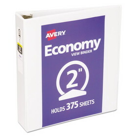 Avery AVE05731 Economy View Binder with Round Rings , 3 Rings, 2" Capacity, 11 x 8.5, White, (5731)