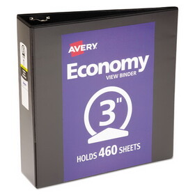 Avery AVE05740 Economy View Binder with Round Rings , 3 Rings, 3" Capacity, 11 x 8.5, Black, (5740)