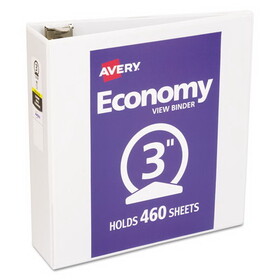 AVERY-DENNISON AVE05741 Economy View Binder with Round Rings , 3 Rings, 3" Capacity, 11 x 8.5, White, (5741)